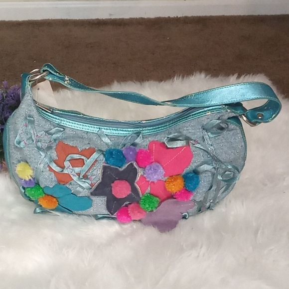 Vintage Retired 90s Claire's/Icing Handbag Patch work Flowers Original Design - Picture 3 of 10